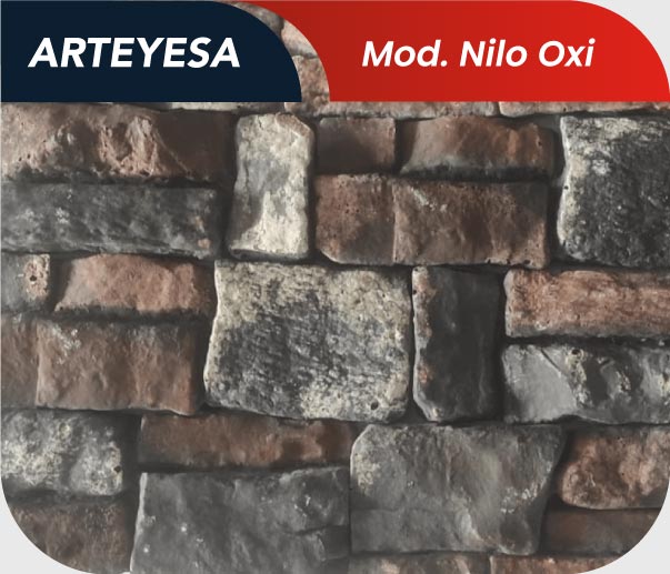 revestimientos exterior e interior en ecopiedra modelo Nilo Oxi, Arteyesa, Uruguay