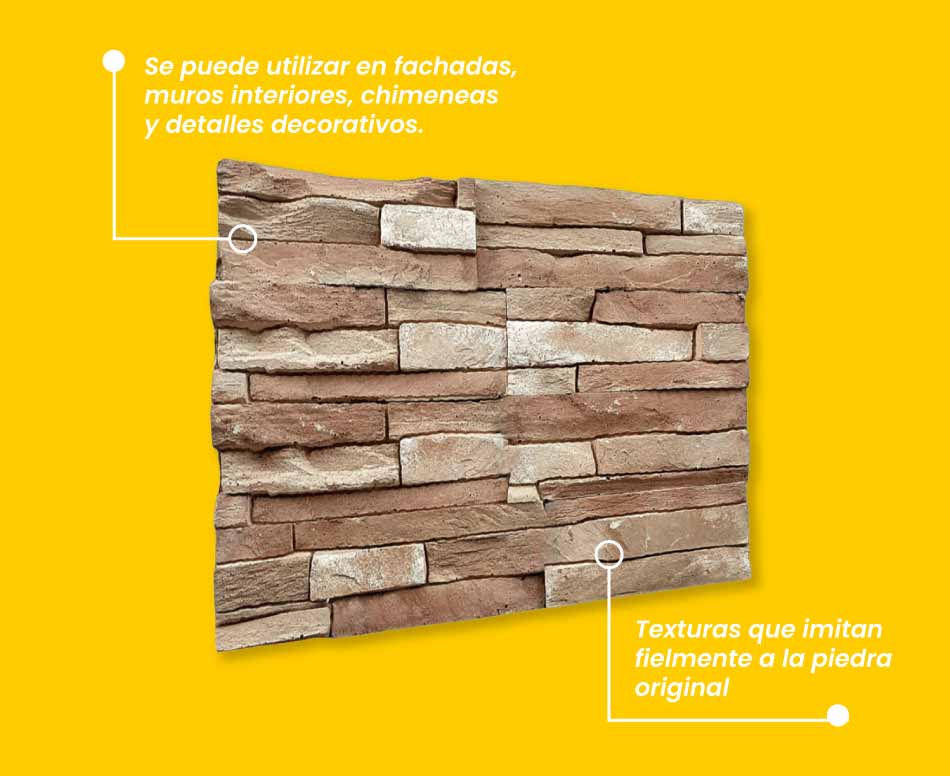 ecopiedra para fachadas, muros, interiores, estufas, chimeneas y deco